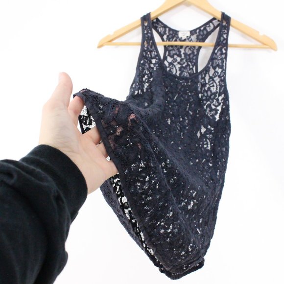 *Wilfred Madeline Lace Navy Racer Back Tank Top - Picture 5 of 6